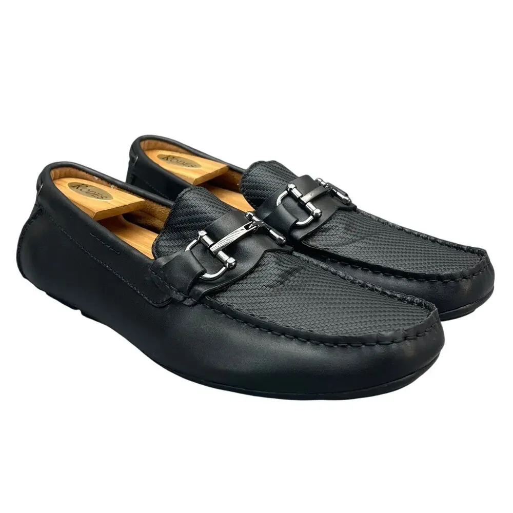 Alfani Len Black Leather Horse Bit Casual Slip On Comfort Driving Loafer Men 11